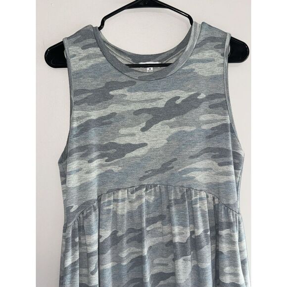 White Birch Soft Knit Dress Casual Blue Gray Camo Shift Teacher Knee Length Med - Picture 3 of 10